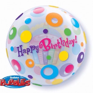 Happy Birthday Spotty Cupcake Bubble Balloon 